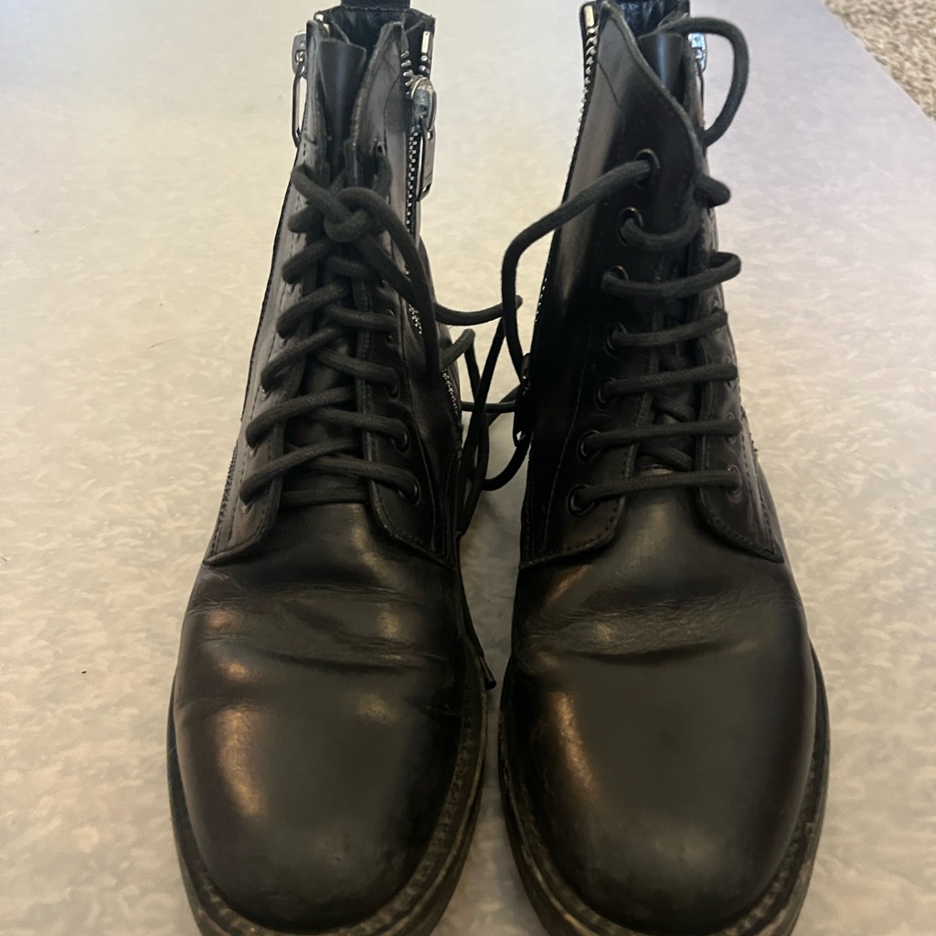 Saint Laurent Black Lace-Up Boots
